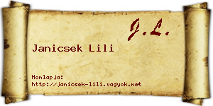 Janicsek Lili névjegykártya